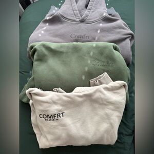 Comfrt Hoodies in Gray, Green, and Cream